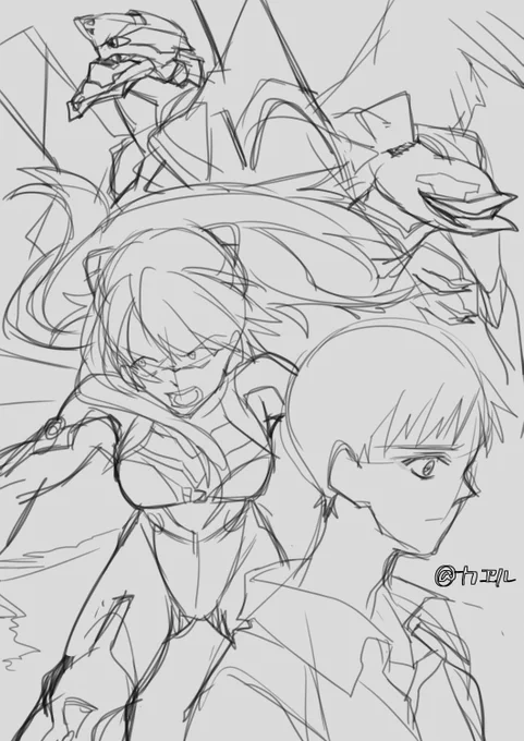 :ラフ  と :線画 