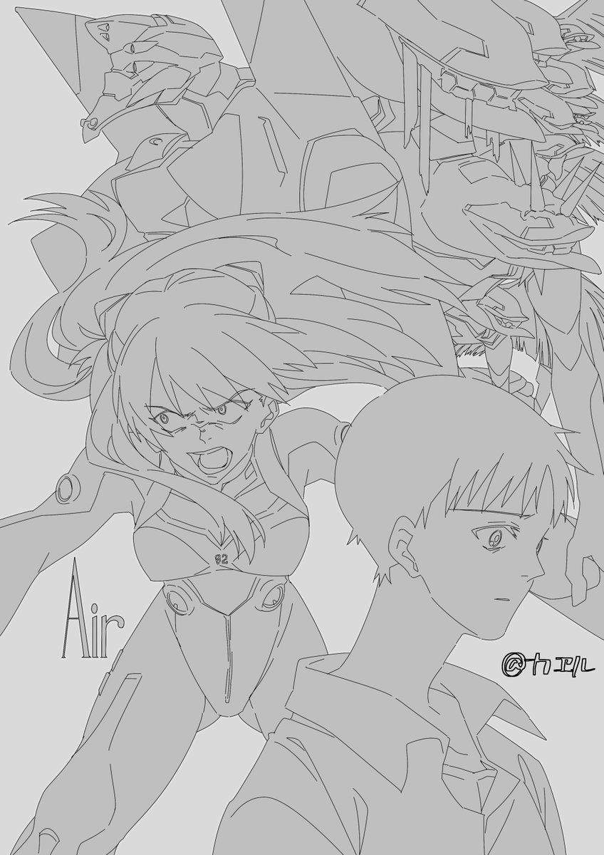 :ラフ  と :線画 