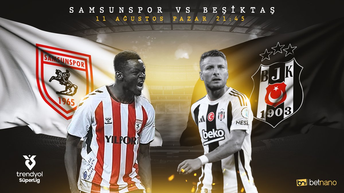 BEŞİKTAŞ SÜPER LİG'DE İLK MAÇINA ÇIKIYOR!

⚪️ Samsunspor
⚫️ Beşiktaş

🏆 Sadece #BETNANO üyelerine özel 1.000.000 TL Ödüllü NANO LİG “SANTRA” ile büyük ödüller kazanma fırsatı sizleri bekliyor.