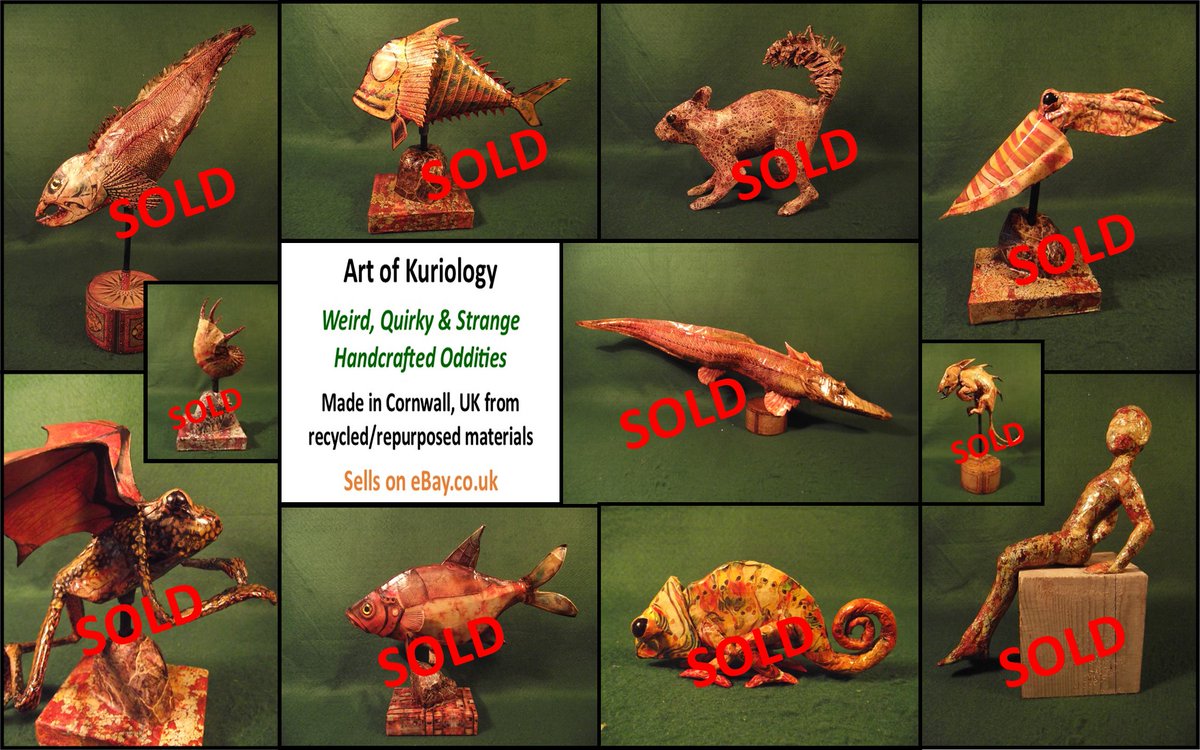strangecurios's tweet photo. #CraftBizHour #Handmade #SellingOnEbay #EcoArt
Q. How did today's Kuriology ebay auction go?
A. Well, we sold these!
(*I don't make a living from this, but I do have a well fed Mr Zeus (kept in treats) Disability Service Dog!)
Bid/Browse Here:- https://t.co/4vob0cjzxb https://t.co/5GeuE9AmOa