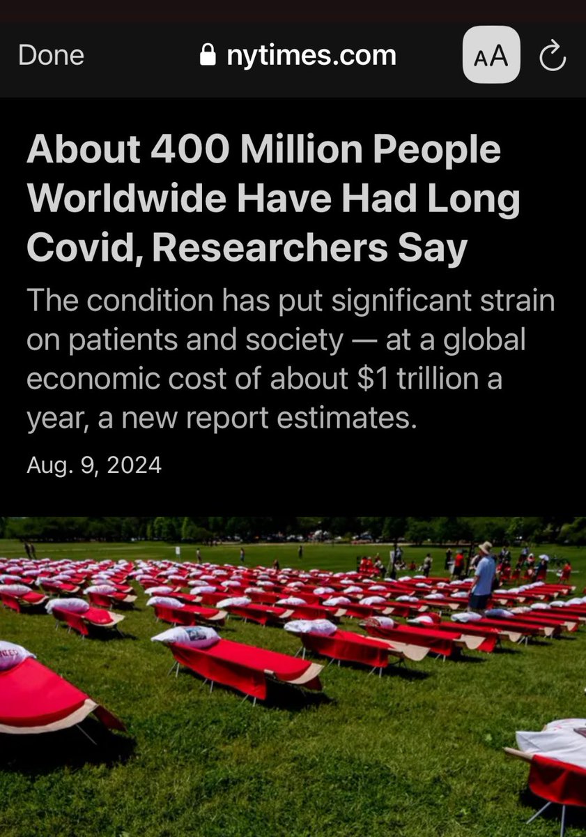sxwrkr_'s tweet image. At least 400 million people have long covid, and only 7-10% recover after 2 years.
-NYT, Aug 9, 2024