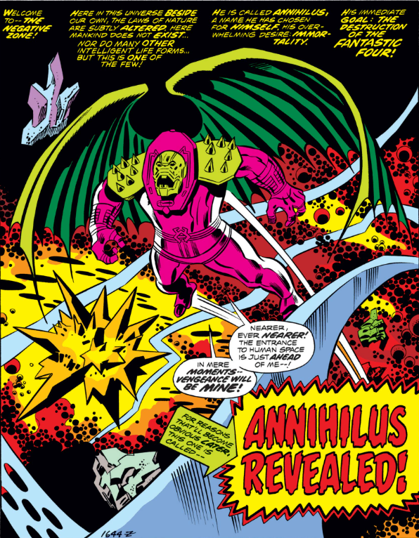 MarvelADay's tweet photo. #MarvelADay #FF140 Our issues opens in the Negative Zone, where we find Annihilus monologuing maniacally about his unhealthy obsession with the FF. But really, without that he wouldn't be a villain &amp; we wouldn't have this art by Buscema &amp; Sinnott. - crs https://t.co/1sYaeHhBfc