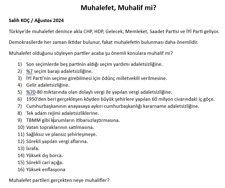 Muhalefet hakkında sorular