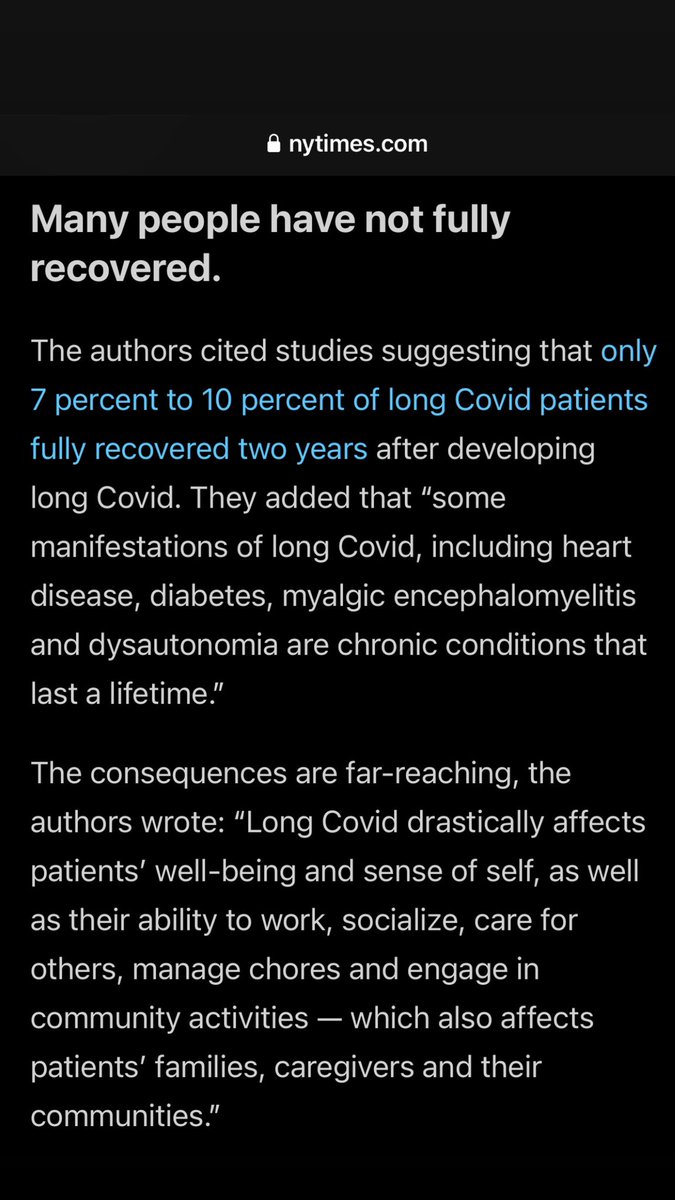 sxwrkr_'s tweet image. At least 400 million people have long covid, and only 7-10% recover after 2 years.
-NYT, Aug 9, 2024