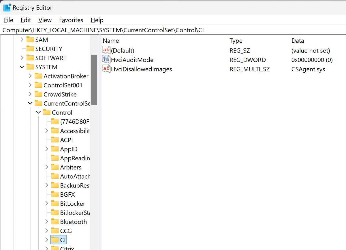 yarden_shafir's tweet photo. Another method that still works on most EDRs is HVCIDisallowedImages reg key that blocks drivers by filename.
Can take multiple filenames, but requires HVCI to be enabled + reboot. https://t.co/Nu1vOjfJuQ
