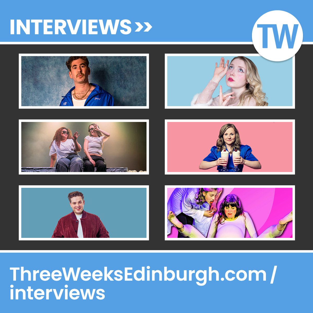 We've been chatting to more great people who are performing at the Edinburgh Festival this year. 

Check out all our latest Q&amp;As - with more to come this week - at threeweeksedinburgh.com/interviews