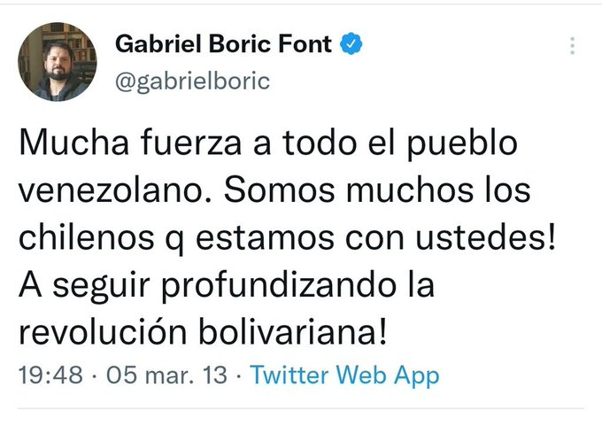 La lumbrera de Gonzalo Winter dice que Boric nunca fue cercano a Maduro y nunca lo ha apoyado. 

 Mandenle esto por favor y que se deje de cuentear. #enacional