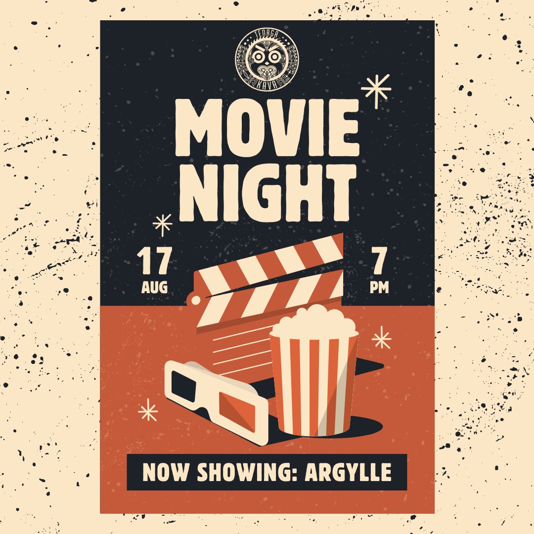 tenagakava's tweet photo. 🎥 Can you tell the difference between fiction and reality? 🤨
🍿 Join us on August 17 at 7 PM for our Movie Night filled with espionage, action, and a few twists and turns along the way. 🕵️
😁 Bring your friends, sip some kava, and see if you can keep up with the mystery! 🥥 https://t.co/E2RKYs6KGE