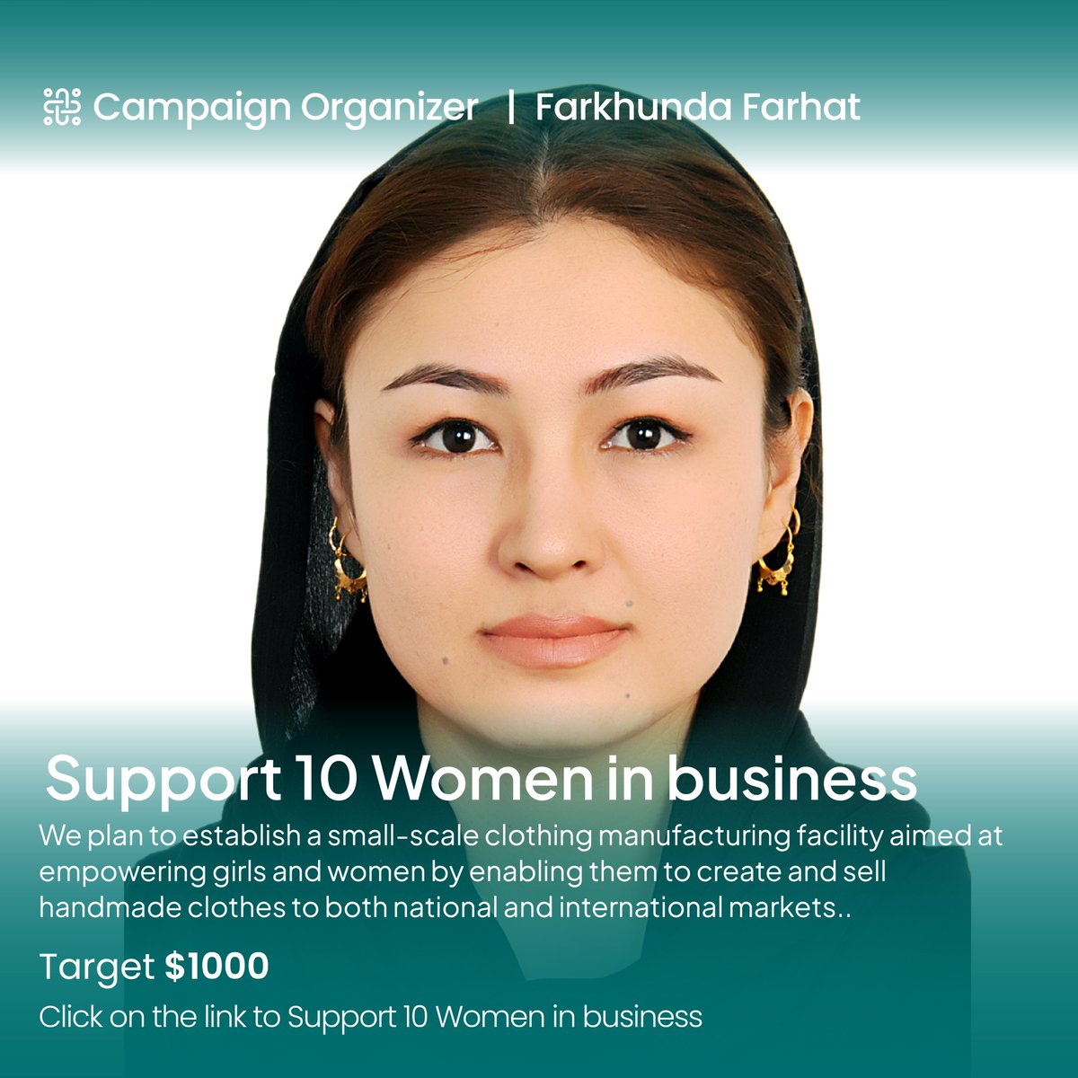 ASEELApp's tweet image. Join Farkhunda Farhat in empowering 10 women in business. Let's make a difference together.
Support link: aseelapp.com/do-good/campai…

#aseel #afghanistan #support #help #donation #donate #campaignplus #EmpowerWomen #WomenInBusiness #SupportLocal #MakeADifference #GlobalImpact