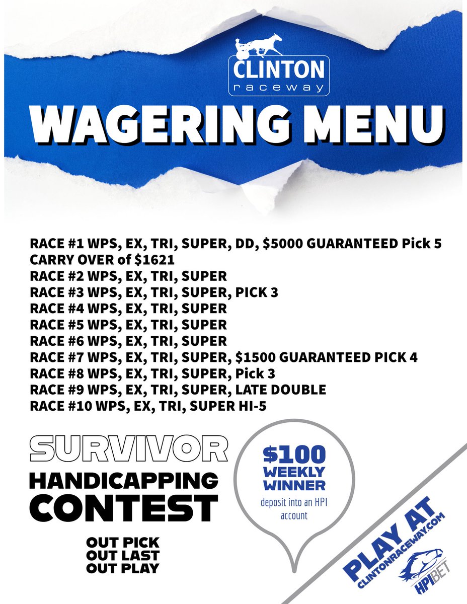 Wagering is open! Guaranteed $5000 Pick 5 in race 1! #wagernow #welikebigbets <a href="/HPIbet/">HPIbet</a> <a href="/TwinSpires/">TwinSpires Racing 🏇</a> <a href="/TheTriactor/">The Triactor</a> <a href="/knows_lou/">Lou Knows 💥</a> <a href="/timoconnor55/">Tim O'Connor</a> <a href="/SugarDoyle/">Shannon 'Sugar' Doyle</a> <a href="/elliottracing99/">Tony Elliott</a>