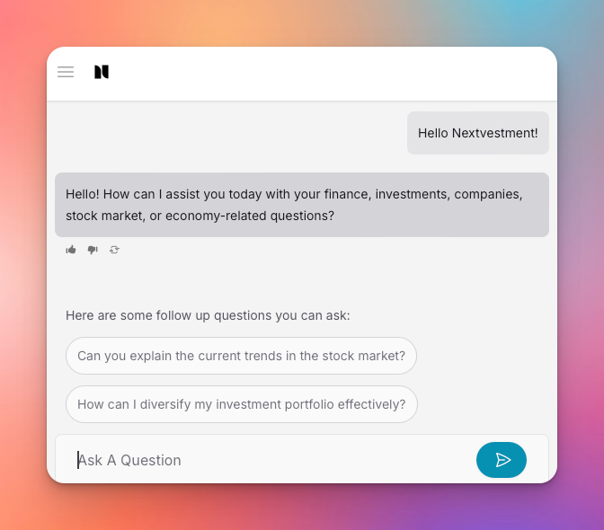 nextvestment's tweet photo. We’re back and better than ever! 🚀 After months of hard work, we’re thrilled to reintroduce Nextvestment – your AI-powered investment research tool. Ready to simplify your investment journey? Get started at https://t.co/Y3Ll1ln3ft 

#FinTech #AI #InvestmentResearch https://t.co/yLU2iG3PRT
