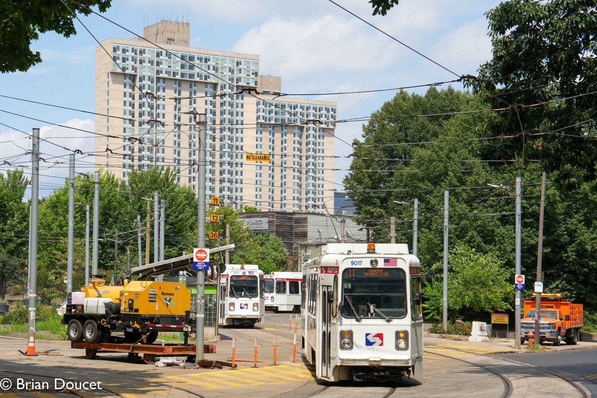 bmdoucet's tweet photo. Streetcar photography is about more than pictures of trolleys. It's a great way to see different parts of the city. Here is a short thread of a recent trip to Philadelphia, as explored through its extensive and varied trolley system. 1/17 https://t.co/cLtk9t5hQ3