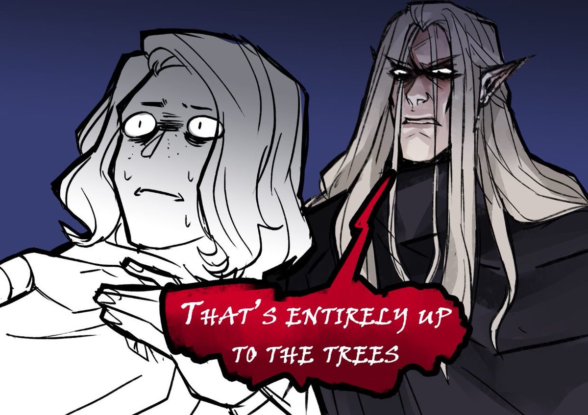 i miss them sm their dynamic is the "i will not heal you if you instigate this yourself" cleric vs the "i'll cook mountains of cookies for you!!!!" druid NGOAA

funfact Nerwyn never transform her leaf-crown so her husband can find her anytime when she transforms pipipi #dnd 