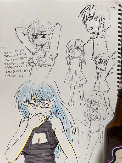 ビール飲みながら落書き 酒飲みながら落書きするの、絵が好きなのといつまで経っても上手くならない事についての焦りが半々な気もする 