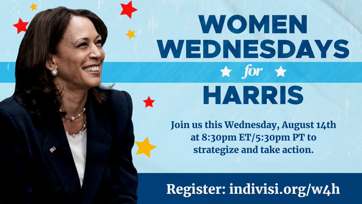 Just a reminder that it’s not enough to elect Hairris/Walz — we need to give them a majority in Congress, too. And we need to elect Democrats in local and state races.

Join us every Wednesday night between now and the election to learn to organize to win: indivisi.org/w4h