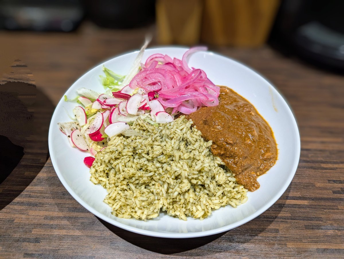 jj (@la_jellybean) on Twitter photo Tonight's tea was mole poblano with coriander rice, lime-pickled red onions and salad, courtesy of <a href="/the_spicery/">the spicery</a>
It was fricking DELICIOUS (and super easy to make) Tonight's tea was mole poblano with coriander rice, lime-pickled red onions and salad, courtesy of <a href="/the_spicery/">the spicery</a>
It was fricking DELICIOUS (and super easy to make)