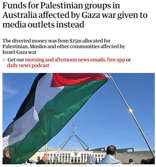 The Albanese Government diverted funds meant for the Palestinian community to the media based on their own advice. Then pretend this is what the Palestinian community wanted, it is contemptible.
