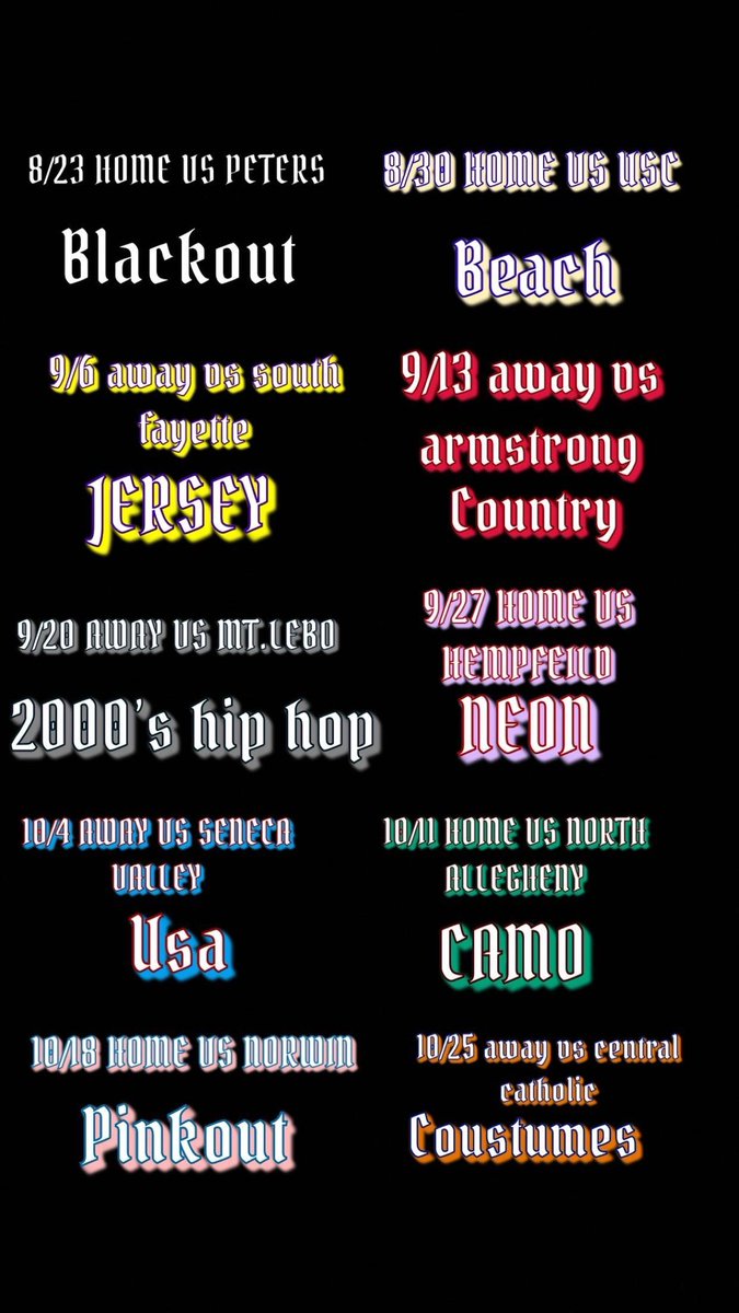ITS TIME!!  These are the 2024-2025 Football themes.

Less than 2 weeks away ..#blackout⚫️⚫️#ptk