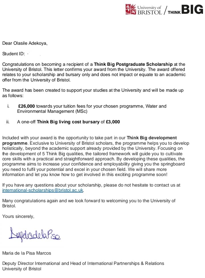 adekoya_olasile's tweet photo. @lummy_of_ekiti Pls help

I've won a Think Big scholarship to study at the University of Bristol, UK, £26,000 tuition &amp; £3,000 bursary! 

I need your help to cover my Visa &amp; IHS fees by Aug 20. I've raised ₦1.6M out of ₦3.7M. Please support me:

UBA: 2082891376
Adekoya Olasile 

09035442100 https://t.co/U45qtIjhAG