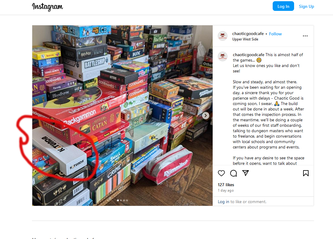 amura_unlimited's tweet photo. Our  game, KITUNDA, will be one of the many games available to play at the  Chaotic Good Café, which will open up soon in upper-mid Manhattan! Make  sure to visit them when they open. Visit our website for KITUNDA and  other games.
#tabletopgame #chess #dice https://t.co/lR00LwUVjO