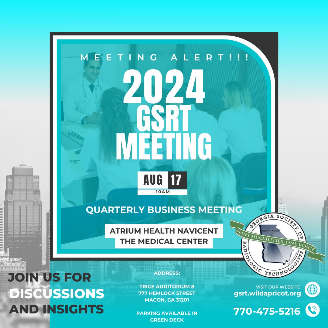 GSRT_inc's tweet photo. Join us for an exciting Quarterly Business Meeting of the GSRT, Inc. This gathering will bring together the GSRT Board/Officers, Affiliate Chapters, Committee Chairs, and General Membership to kick off the societal year and discuss upcoming initiatives. https://t.co/DcCZvCTu7k