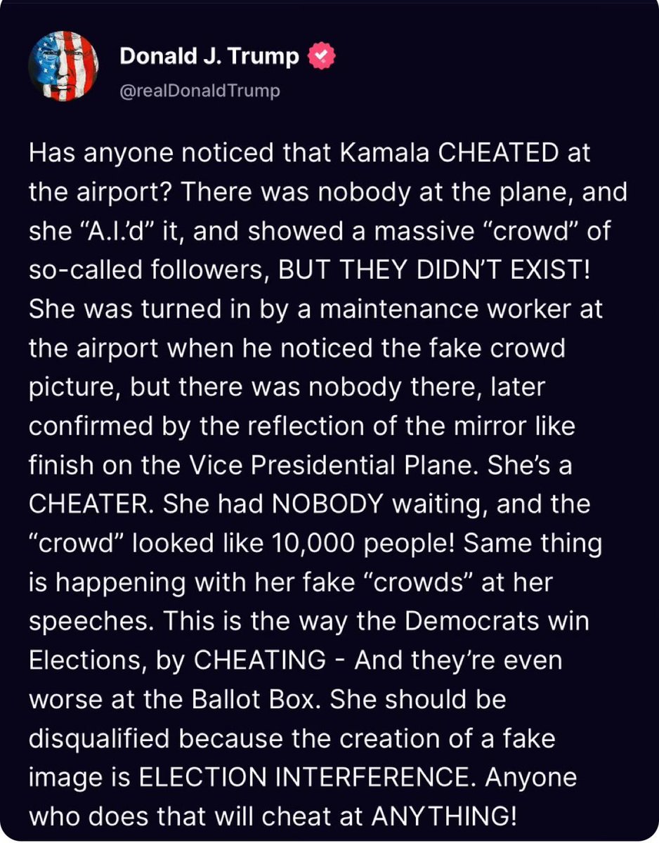 AndrewFeinberg's tweet image. Seeing lots of commentators note how absolutely nuts this is, which is true. But there’s also a strategy to it — the point is to preemptively convince his followers that any election win by anyone but him is inherently illegitimate.