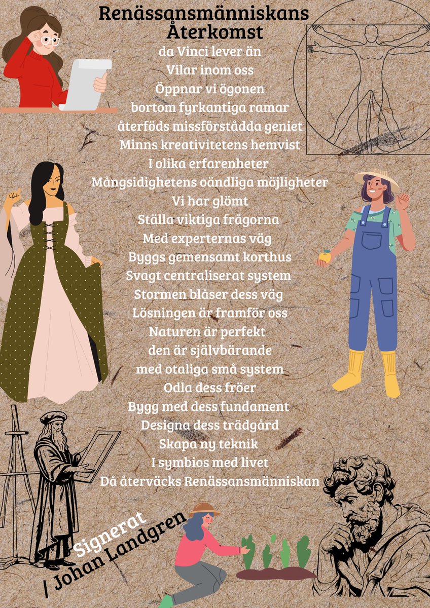 Några ord om vår tid och hur vi kan ändra dess riktning  "Renässansmänniskans återkomst" #poesi #dikter #leonardodavinci
