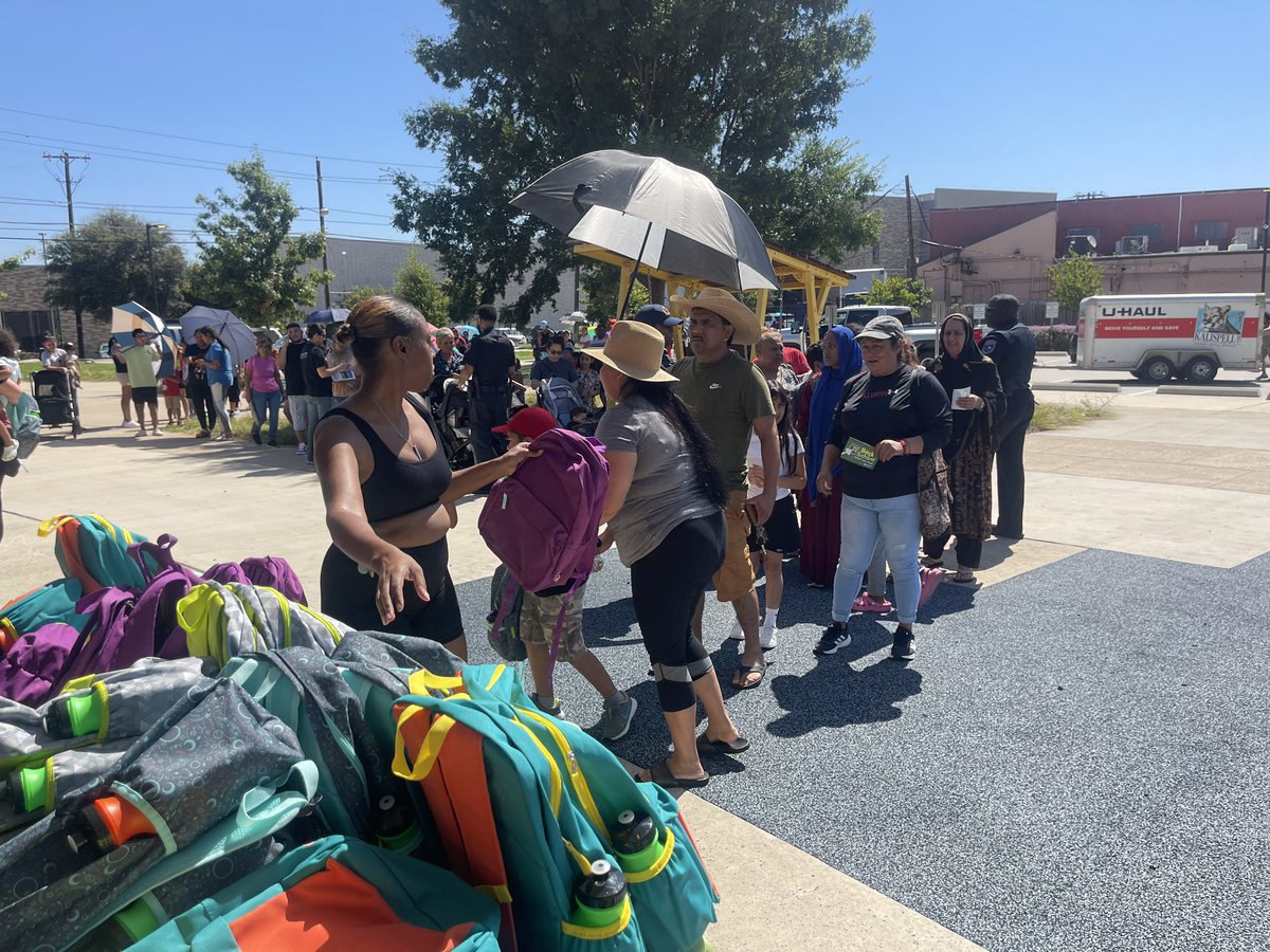 MidtownDallas's tweet photo. We are honored to be able to host the @MidtownDallas Back to School Fair providing free items to hundreds of students and their families.  Thank you everyone for your support and participation  Sending all students our best wishes for an awesome school year! https://t.co/1kwUxxto8m