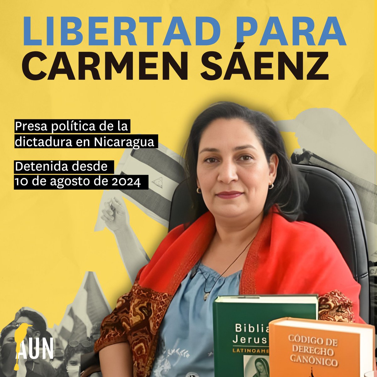 ¡Carmen Sáenz debe ser liberada inmediatamente! No más persecución a la iglesia católica en Nicaragua, no más secuestros. #LibertadReligiosa #SOSNicaragua #LibertadParaLosPresosPolíticos