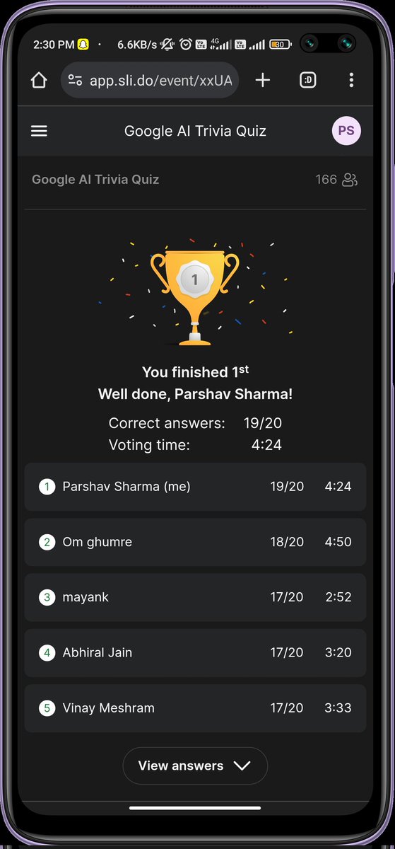 ParshavSharma1's tweet photo. Another quiz, another win! 🥇 
#gdgnagpur #googleioextended https://t.co/Hh6ey4e0tI