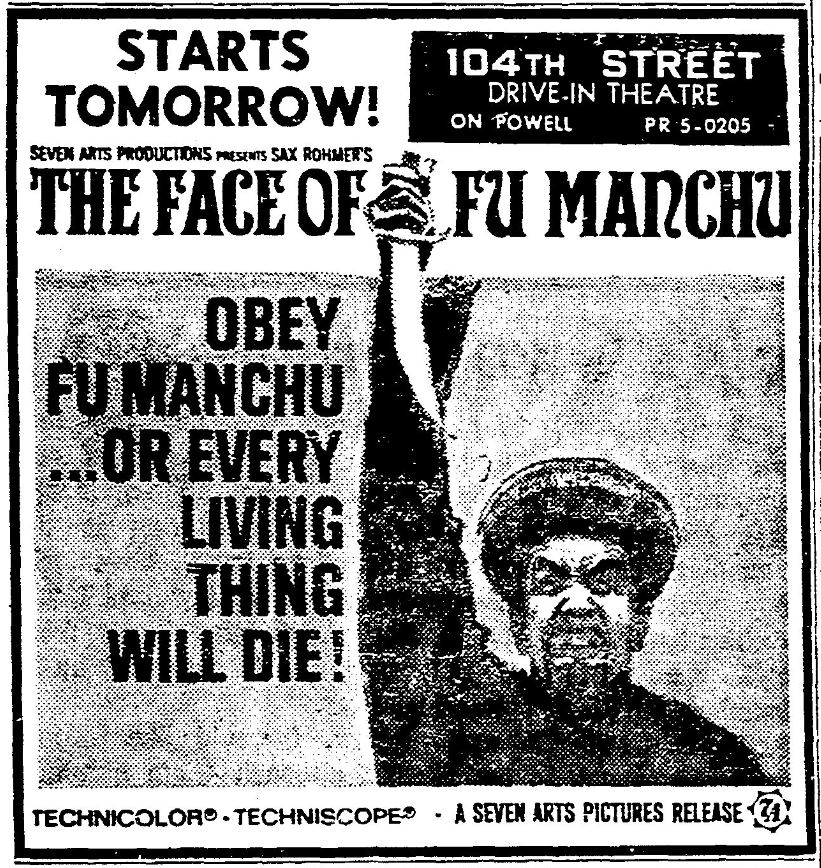 mortadowa's tweet image. This is a collection of media from the initial runs of "The Face of Fu Manchu" (1965) in the Pacific Northwest. 

#ClassicAction #DonSharp #ChristopherLee #HarryAlanTowers #FuManchu #EdgarWallace #SevenArtsProductions #misleading #misinformation 

mortado.com/index.php/hist…