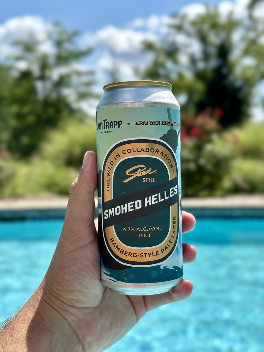 BrianVolkert's tweet image. We may have reached peak #PoolBeer! This smoked helles from @vonTrappBrewing is quite lovely.