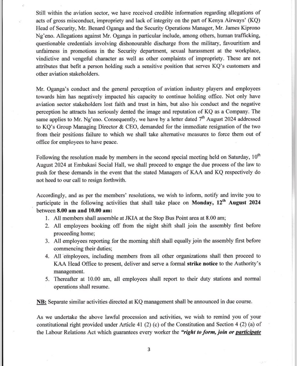 PropesaTv's tweet photo. The Kenya Aviation Workers Union disputes the Adani deal and will proceed to the KAA Head Office at 8 am to present and deliver a formal strike notice to the management. Hakuna kupumzika. Occupy JKIA https://t.co/gSuheKBwAa