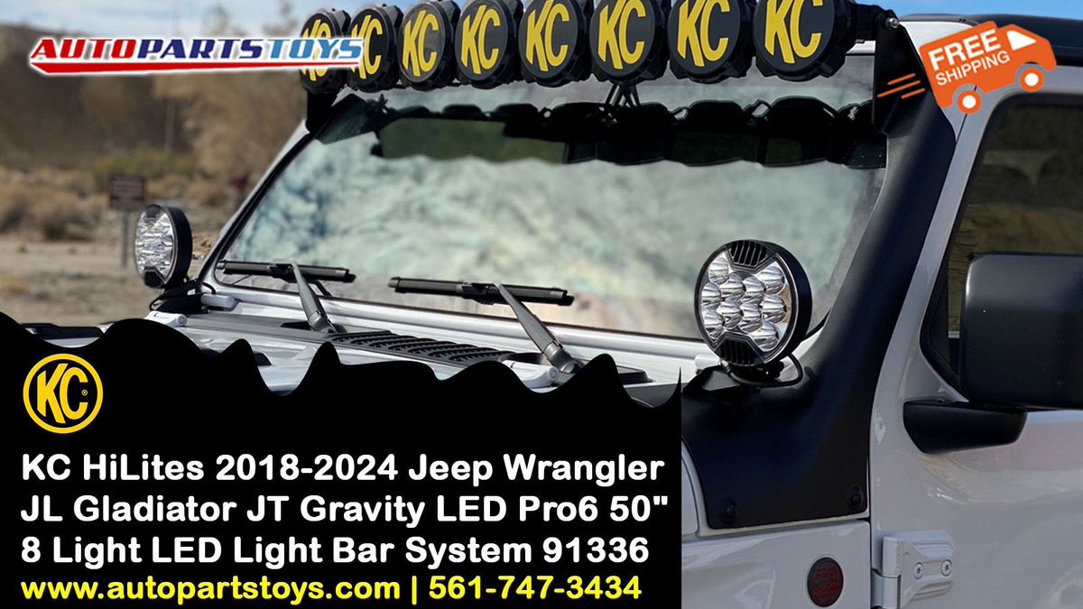 autopartstoys's tweet image. Illuminate Your Off-Road Adventures with KC HiLites! 
Upgrade your 2018-2024 Jeep Wrangler JL or Gladiator JT with the Gravity LED Pro6 50" 8 Light LED Light Bar System. Perfect for night drives and rugged terrains. 
#JeepWrangler #LEDLightBar #OffRoadLighting #KCHiLites