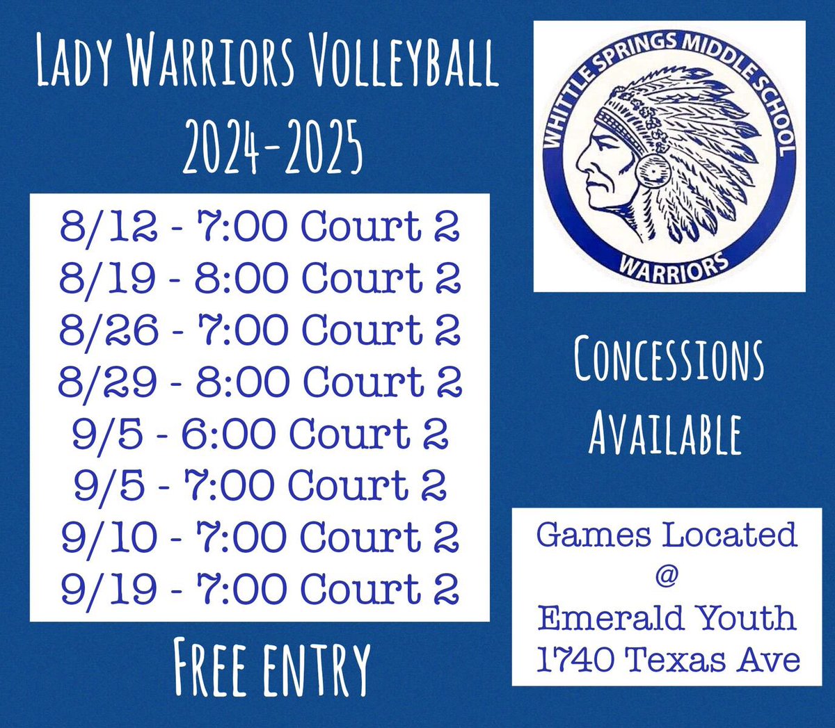 Our WSMS Warriors are playing in the Emerald Youth League. Come out and see them play!