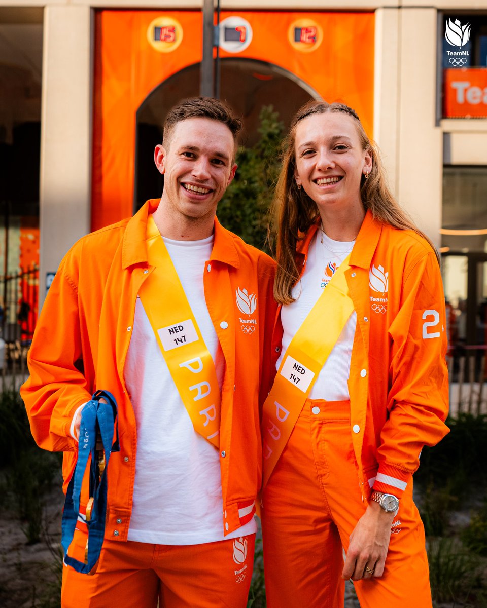 Harrie Lavreysen en Femke Bol klaar voor de openingsceremonie