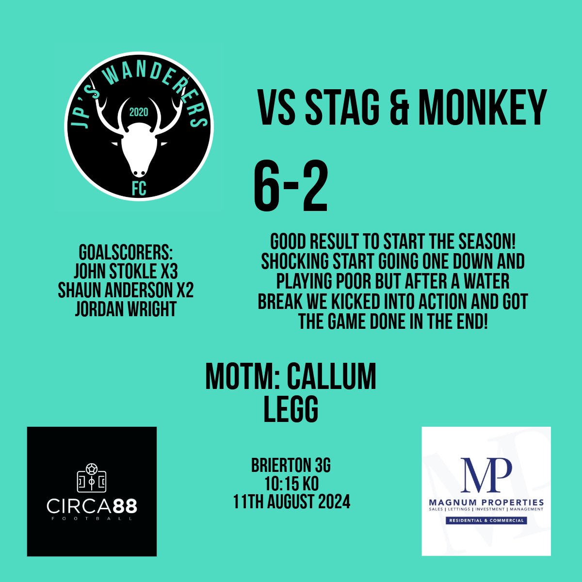 RWSSCFC's tweet photo. WE ARE BACK BABY with good start to the season!

John Stokle getting 3 more goals than he got last season in one game 💪🏻

Callum Legg getting MotM on his debut for the club in goal💪🏻

3 points 💪🏻

#UTFJPs
Sponsored by @circa88football &amp; @MagnumPropsTS1 https://t.co/Alg7hNzM3a