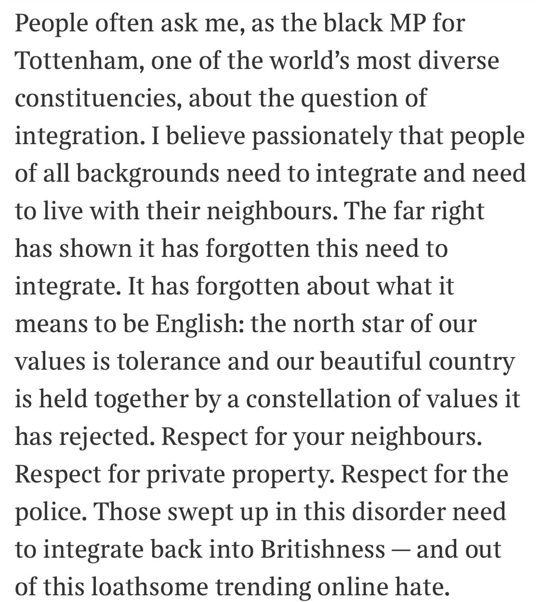 “The far right have forgotten what it means to be English”. Spot on David Lammy.