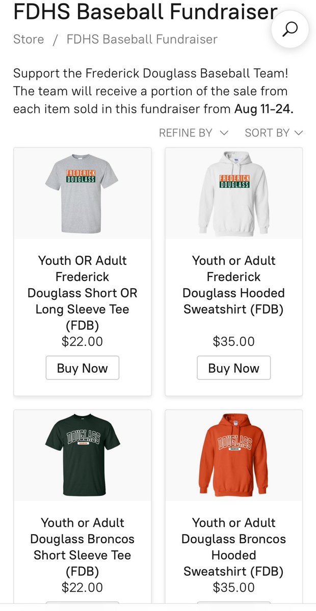 FDHSBaseball's tweet photo. The Frederick Douglass Baseball K3 Kreations Fundraiser starts TODAY! Here is the link to over 50+ customized items to choose from for Douglass supporters. Here are a couple items on the site. #FrederickDouglass #Broncos

https://t.co/hXVnNbVQVD https://t.co/4cAEBxnm9m