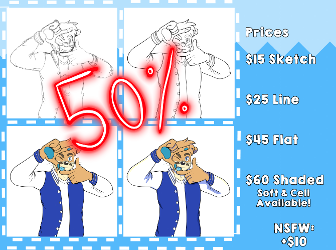 OtterRune's tweet photo. SPECIAL COMMISSION DEALS!

50% OFF! Yes it's true! I am now offering half off my regular commission prices till spots are filled! If you are interested comment below!

#furryart #furrycommissions #commissionsopen #sale #furrysale #artsale #furryartist #artist https://t.co/z8siS5qVUY