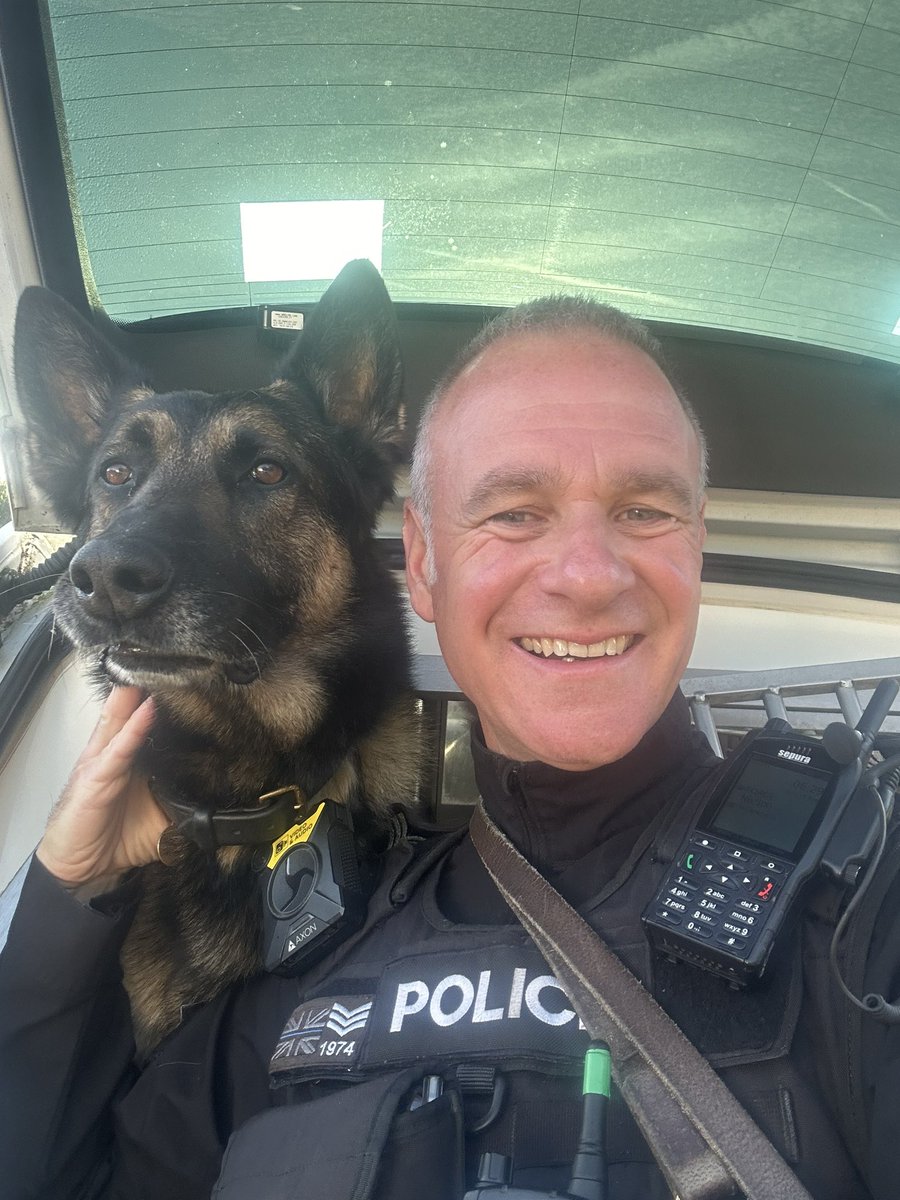 PD Gunner and Sgt Yates have just finished their final shift, and retire after 30years service-obviously Gunner has done a little less, but made a massive contribution in his service, his last job he located 3 items from a Burglary!