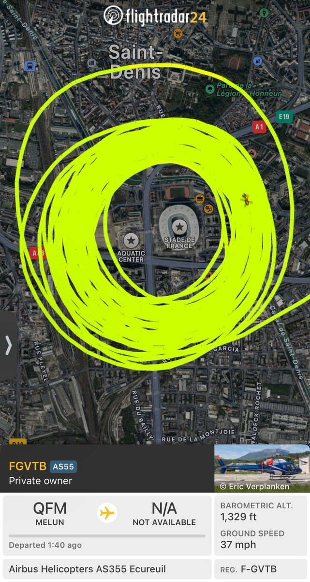 ClarkKe49569692's tweet photo. France Televisions (France TV) Airbus Helicopters #AS355 Ecureuil, F-GVTB, providing aerial coverage of the Closing Ceremonies for the 2024 Olympic Games Paris.

#FGVTB - 395661 - 5557 https://t.co/7PSYlq4oPR