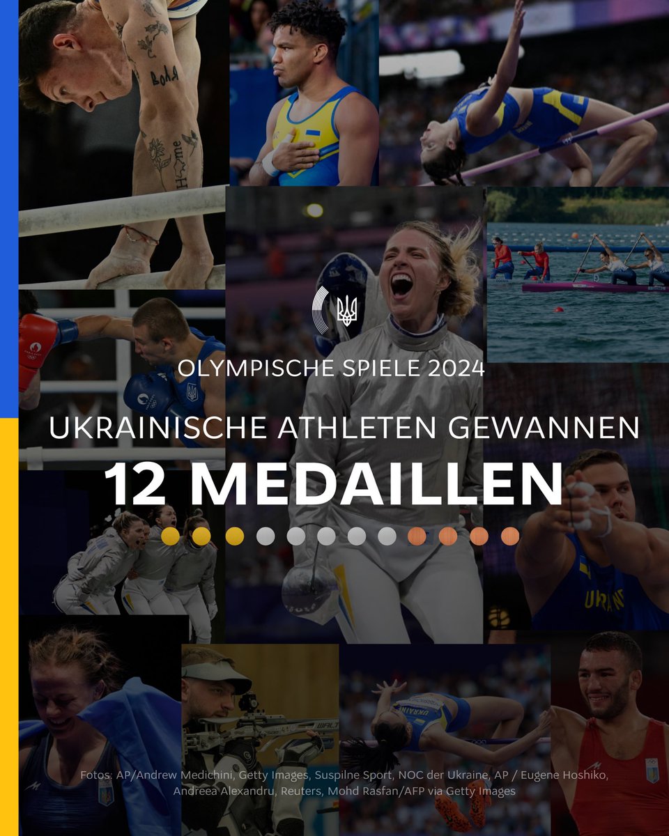 Aus #Paris2024 bringt das ukrainische Team 12 Medaillen mit nach Hause, darunter 3 Goldmedaillen. Und das ist ein großer Erfolg.

Die Russen wollen uns töten. Aber unsere Athleten &amp; Athletinnen überleben und gewinnen. Für die Ukraine und im Namen der Gefallenen.

/ENDE