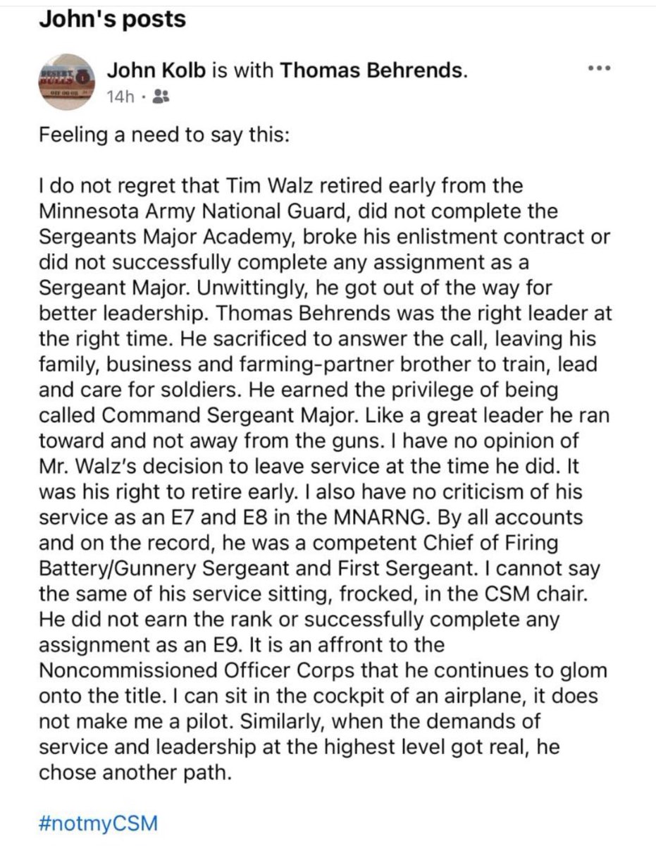 iAnonPatriot's tweet image. It’s over for Tim Walz. 

His Battalion Commander just ruined his career! 

🔥🔥🔥