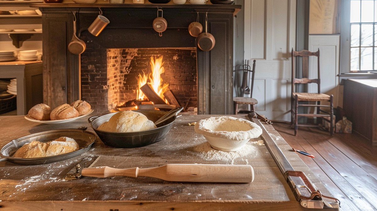 stockcake_com's tweet photo. Historic Kitchen Scene: A #cozy, #traditional kitchen with a warm #fireplace, fresh #bread, and the essence of #homeliness. #kitchen #historic #fireplace #bread #baking #aiart #aiphoto #stockcake β¬οΈ Download and π Prompt π https://t.co/j66vVFoWFy https://t.co/nfpr5iUvkG