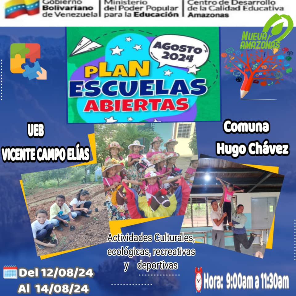 Escuelas abiertas una estrategia recreativa en vacaciones, gracias a las politicas educativas del Gobierno Nacional en llevar el sano esparcimiento <a href="/NicolasMaduro/">Nicolás Maduro</a> @_laavanzadora  <a href="/Gob_Amazonas/">RRPP Amazonas</a> @MaryCarmen_ZEA @MPPEDUCACION #amigos #mppe #indetenibles