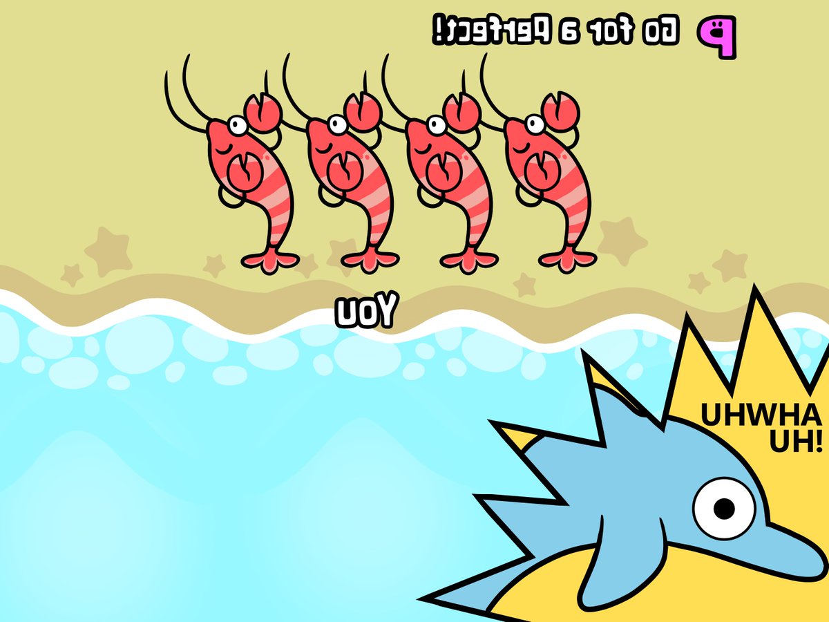 I jumped out of the water and saw some shrimp shuffling on the beach. When I saw them, it made me stop in midair and say "Uhwah Uh!" My friends are never going to believe me.