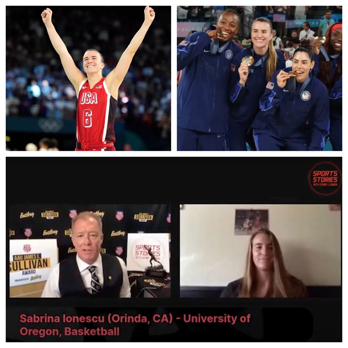 #SSDLNews - The USA Women’s BB Team beat France 67-66 to win the Gold Medal at the Paris Olympic Games.  USA guard Sabrina Ionescu, ⁦<a href="/sabrina_i20/">Sabrina Ionescu</a>⁩ (Orinda - CA, University of Oregon), the all-time NCAA leader in triple-doubles, was the winner of the 90th AAU Sullivan Award.