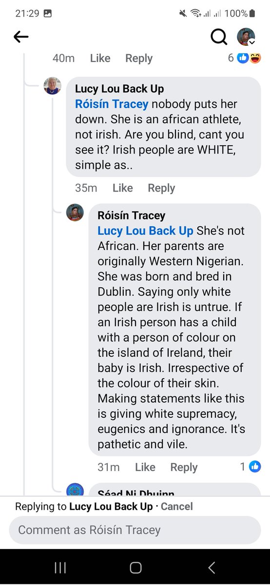 RoNiThreasaigh's tweet photo. The structure of this sentence doesn't make sense. There's no "multicultural thing." Rhasidat is a Dub, born and bred. Also, "enriching to extinction" makes no sense either. Enrichment can only be a positive thing. Stating someone can not be black & Irish is tantamount to saying https://t.co/e9BIhw6UA4