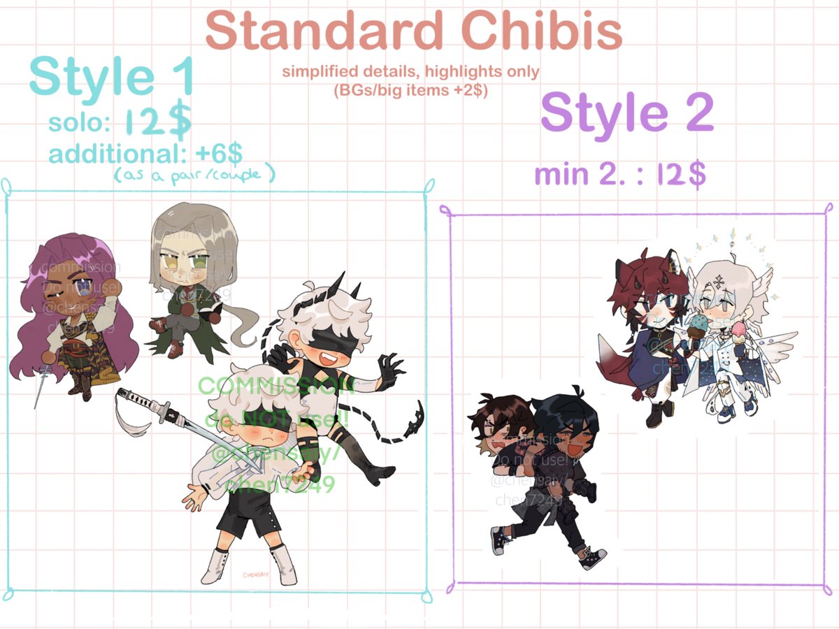 ✨We are (so) back 🥹Here are the updated prices/new commissions available, please check below for more/link to sample pieces !!! RTs/Shares are really appreciated, thank you!!!!! 💕💕✨